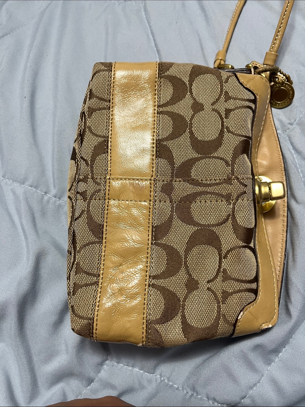 Coach Signature Canvas Wristlet in Tan Brown - Picture 2 of 4